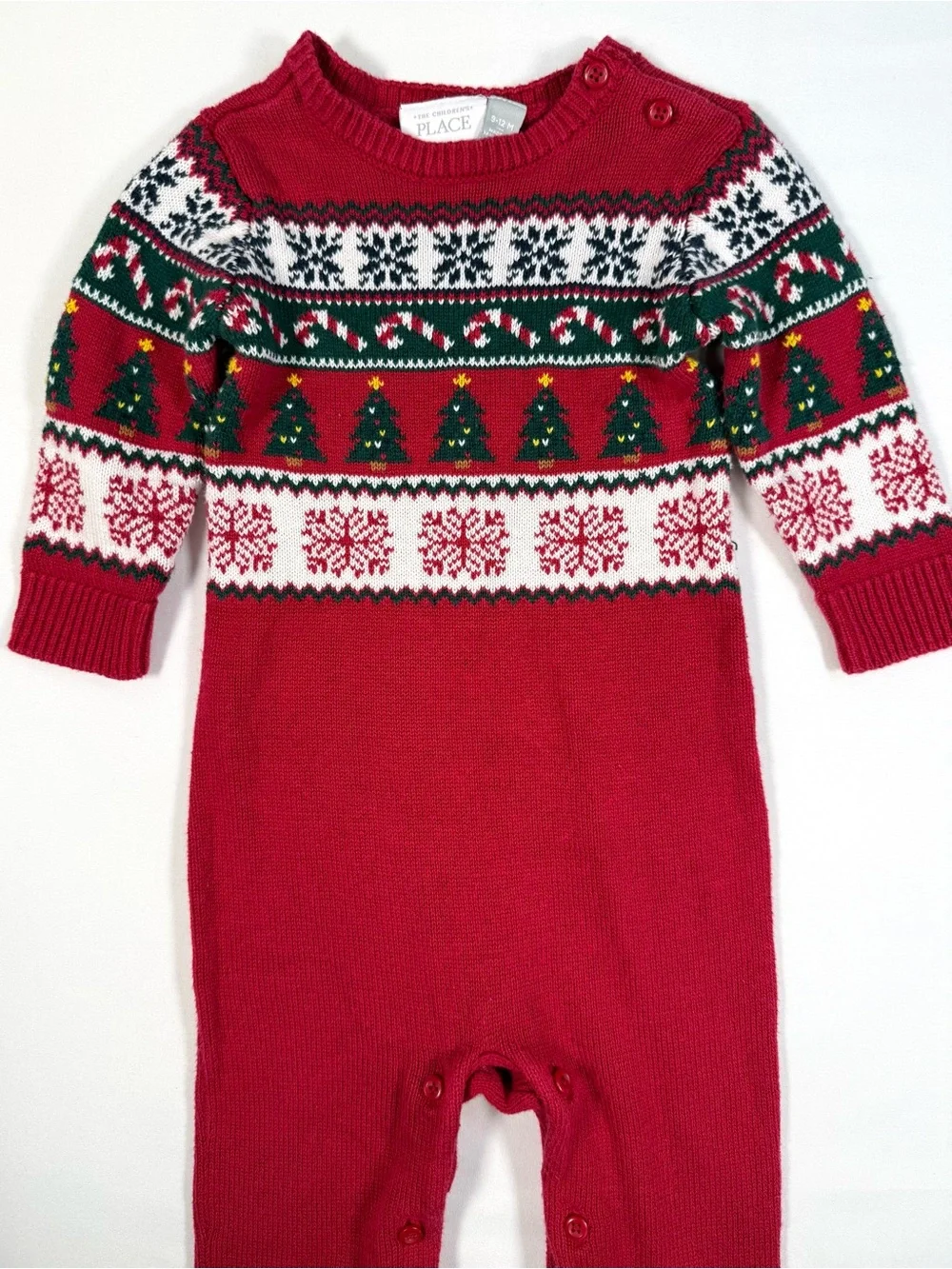 THE CHILDREN’S PLACE Baby Christmas Sweater Romper 9-12M Holiday‎ Fair Isle Knit